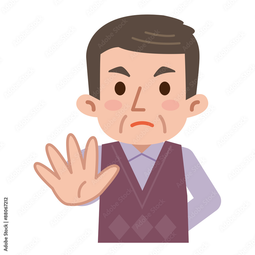 拒否する中高年男性 拒否する中高年男性