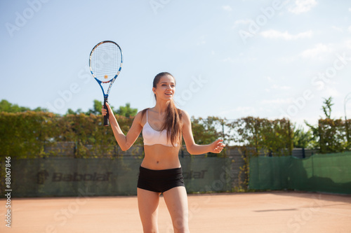 young sporty girl playing tennis © mrcats