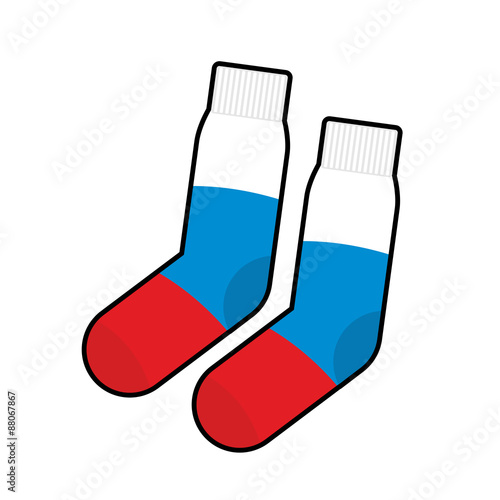 Socks Patriot of Russia. Clothing accessory Russian flag. Vector