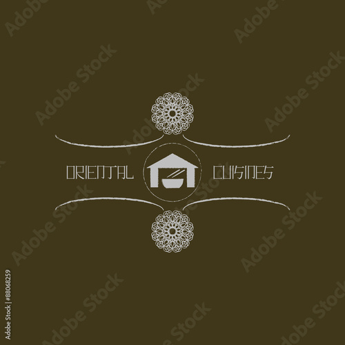 Logo template for oriental cuisine business. Ethnic  design