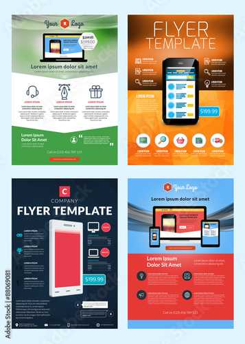 Set of Abstract Vector Business Flyer Brochure Design Templates