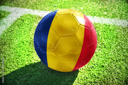 football ball with the national flag of romania on the field