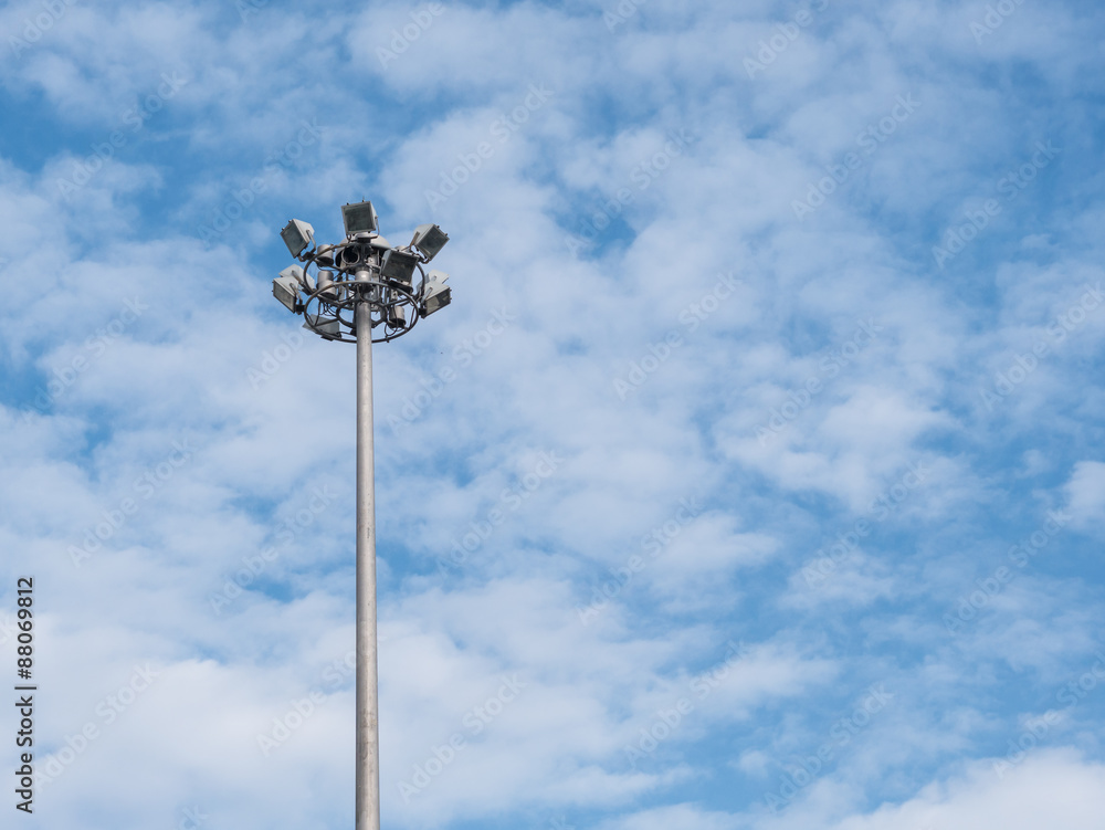 Street light in blue sky.