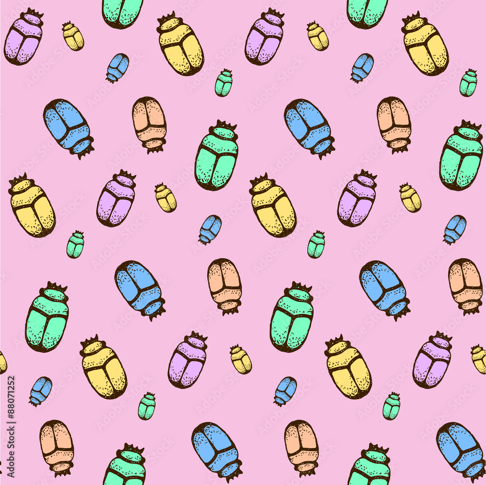 Egyptian scarabs. seamless pattern, hand drawn doodles Egyptian scarabs. seamless pattern, hand drawn doodles