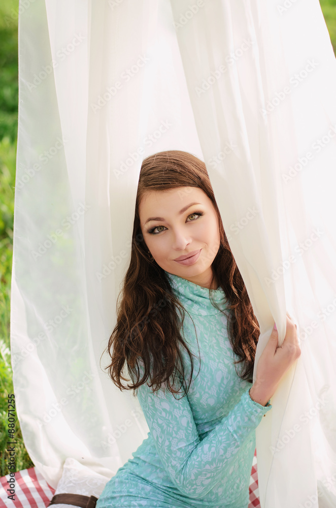 beautiful girl in white curtains beautiful girl in white curtains