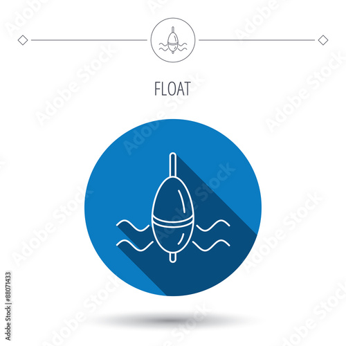 Fishing float icon. Bobber in waves sign.