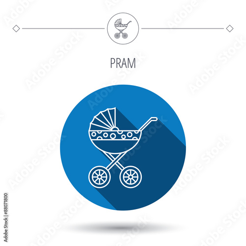 Pram icon. Newborn stroller sign.
