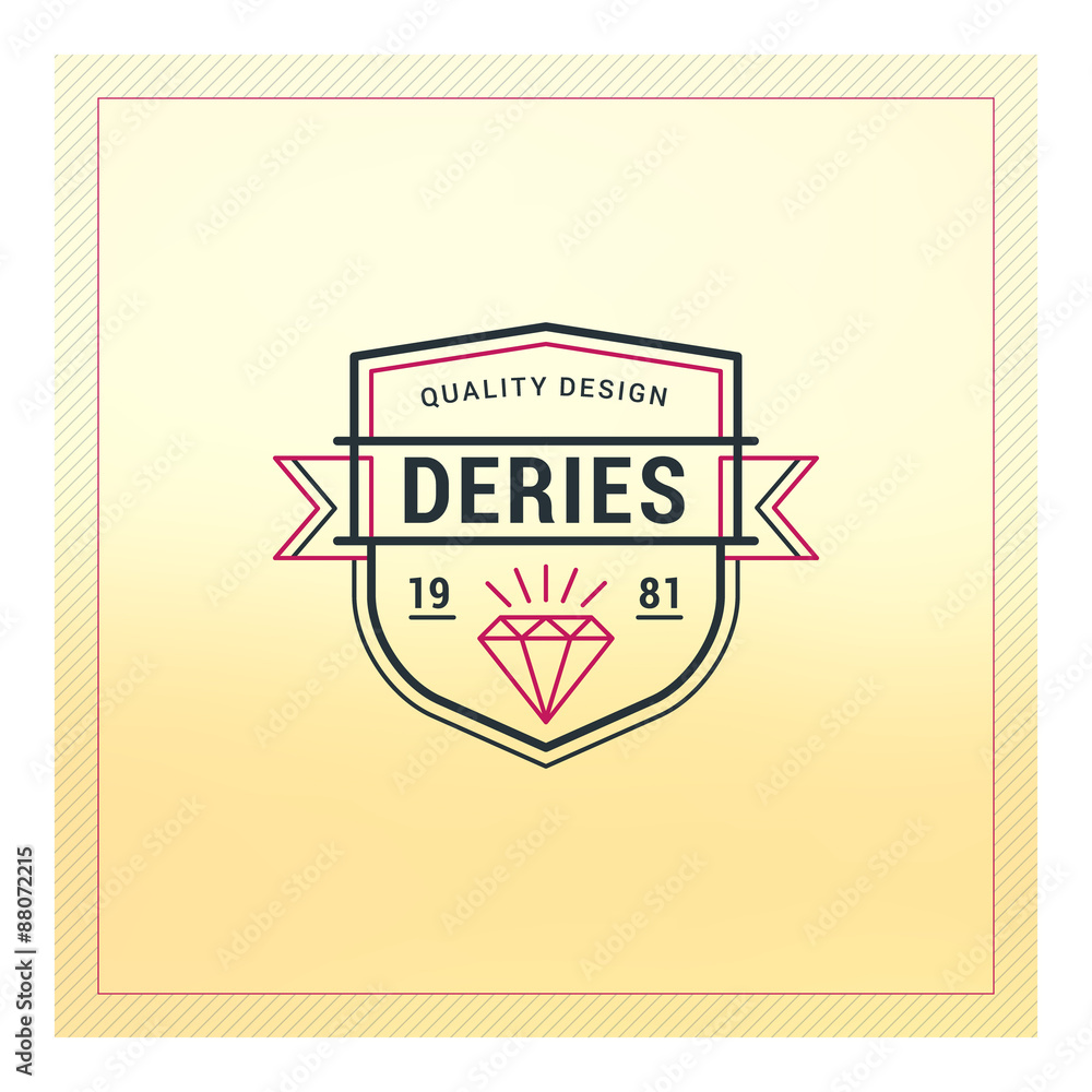 Vintage Label, Logotype, Badge for Business. Thin Line Design Template