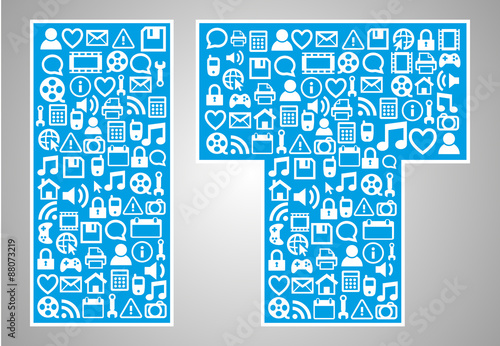 blue abstract "IT" text information technology logo icons set vector background