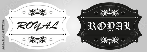 art deco geometric frame trendy mono line minimal border style . royal crown vector business sign or label illustration