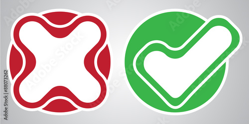 yes no check choice mark button vector web element isolated vote red cross and green hook icon