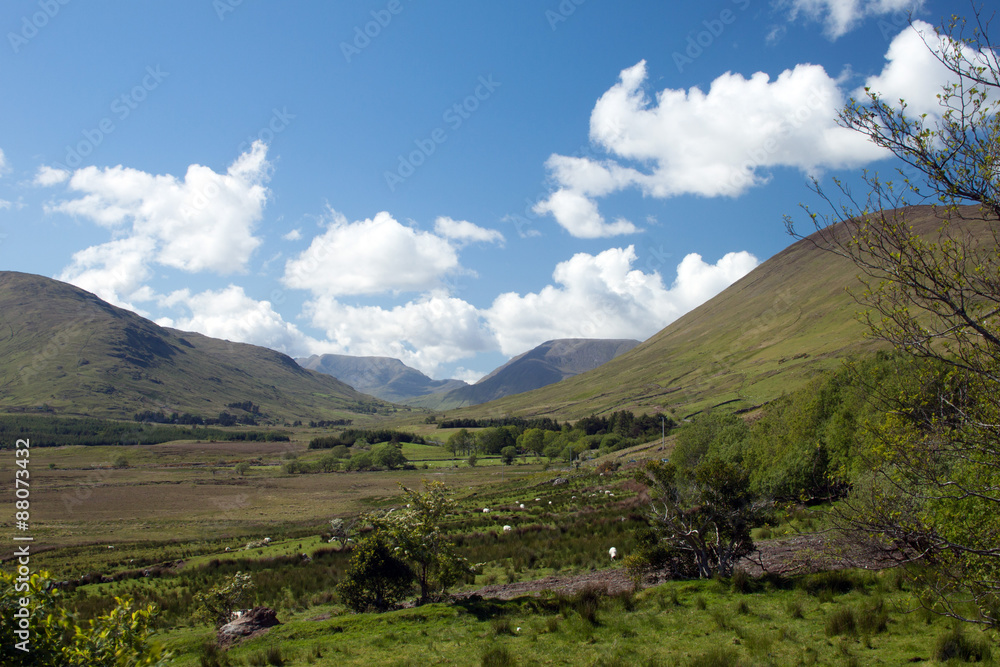 A view of a valley in Connemara, Co. Galway, Ireland.