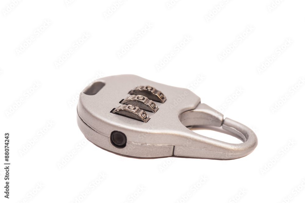 Small lock with numbers combination on white Small lock with numbers combination on white