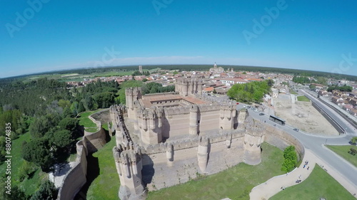 Aerial video of Coca Castle (Castillo de Coca) is a fortification constructed in the 15th century and is located in Coca, in Segovia province, Castilla and Leon, Spain. 