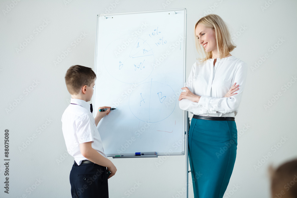 Fototapeta premium School. children learn in school. training students