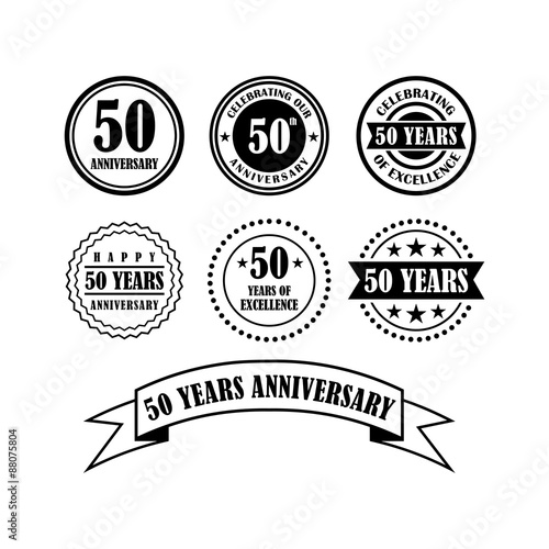50 - Fifty Year Anniversary Flat Vector Emblem