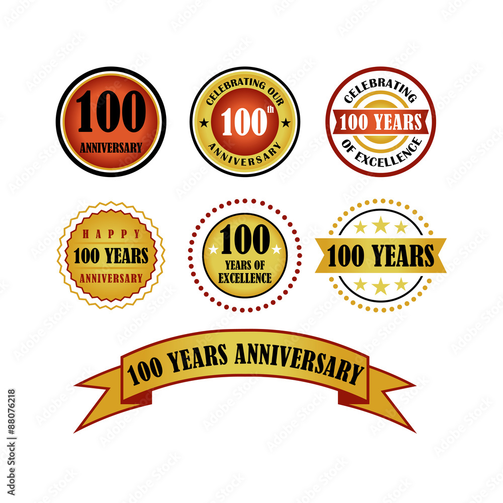 Fototapeta premium 100 - One Hundred Year Anniversary Vector Emblem