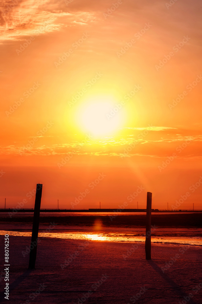 Salt Lake Baskunchak at sunrise, Russia