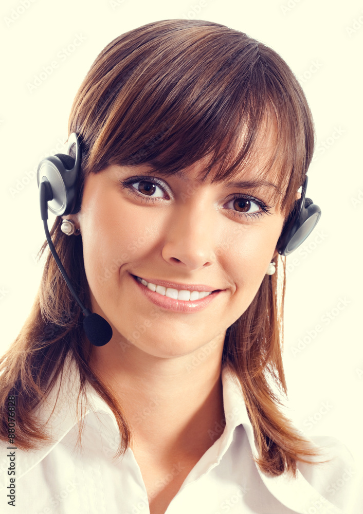 Portrait of support phone operator Portrait of support phone operator