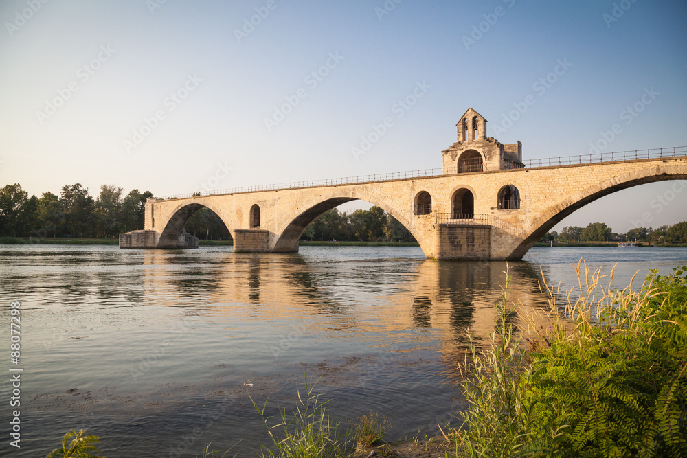 Bridge at river Rhone in Avignon
