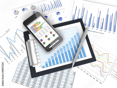business image chart and smart phone