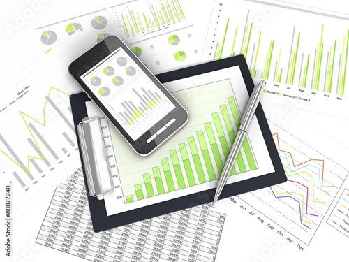business image chart and smart phone