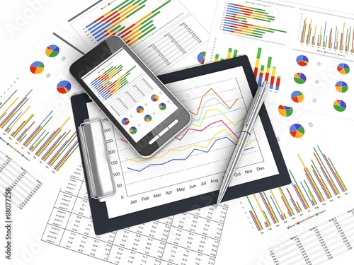 business image chart and smart phone