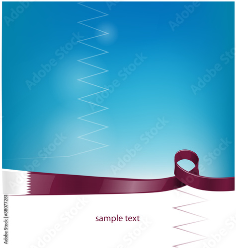 qatar ribbon flag on sky background.