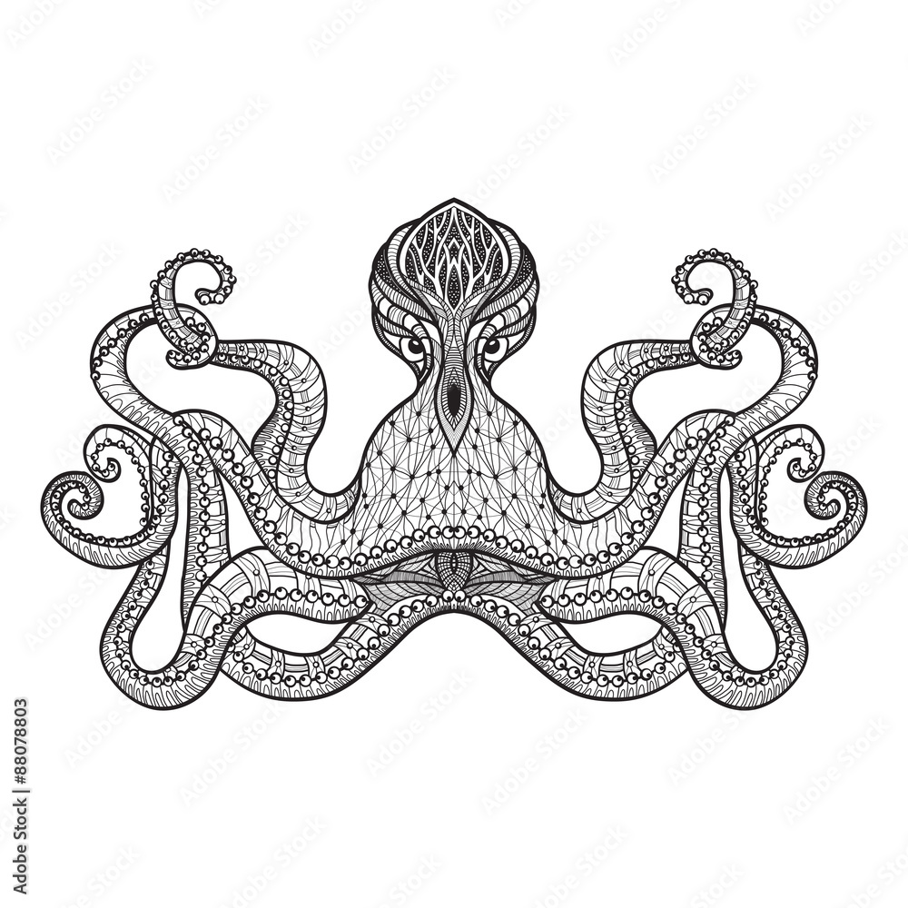 Doodle sketch octopus black line Doodle sketch octopus black line