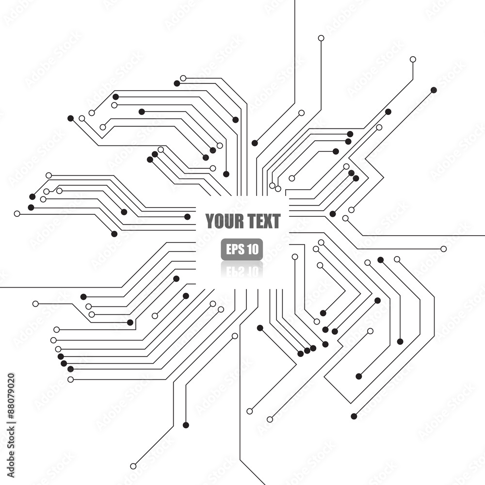 Vector : Electronic circuit on white background Vector : Electronic circuit on white background
