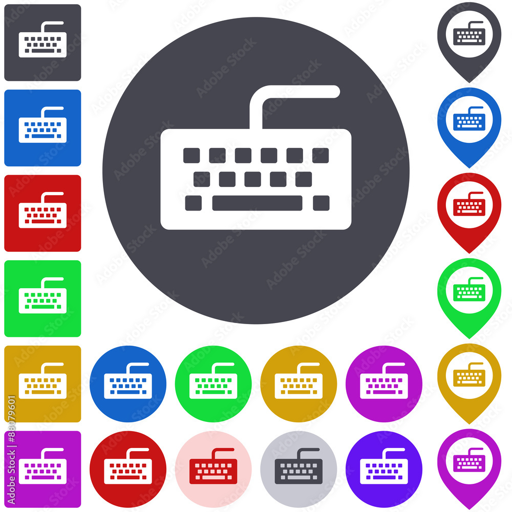 Keyboard icon, button, symbol set