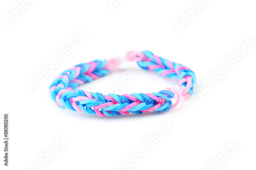 Colorful rubber band bracelet isolated on white