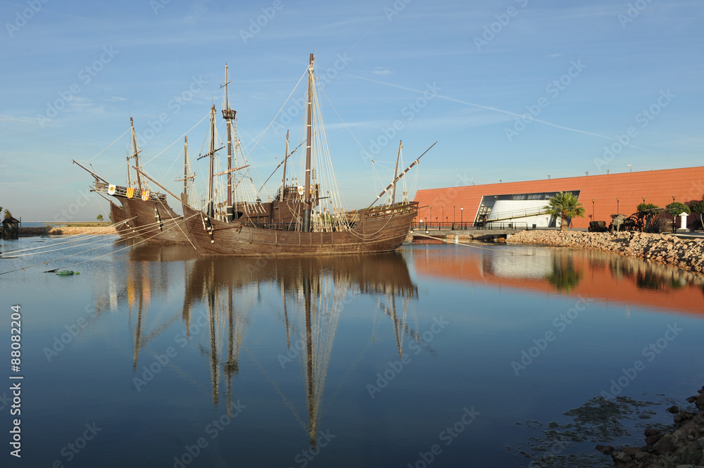 Las Carabelas de Cristóbal Colón, la Rábida, Huelva, España foto de Stock |  Adobe Stock
