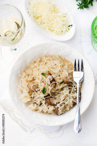 Risotto with mushrooms ceps boletus and cheese