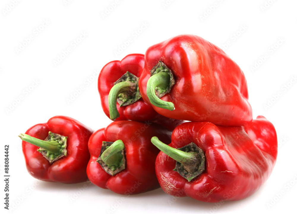 Red chilli peppers on white background Red chilli peppers on white background