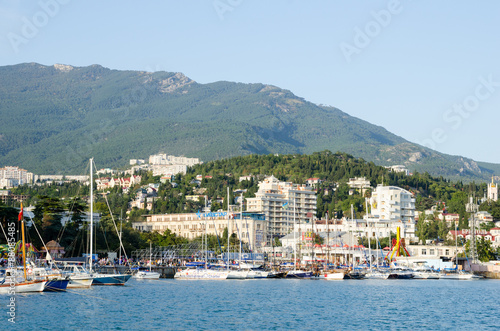 View of the port and the promenade of Yalta. Crimea. © AlGol