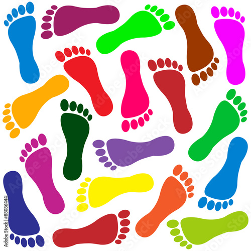 Colored traces of human feet