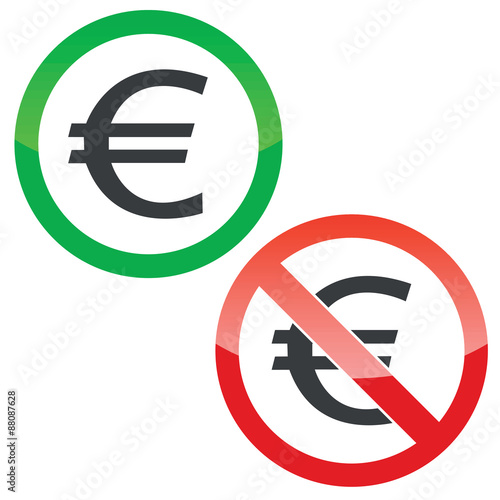 Euro permission signs set