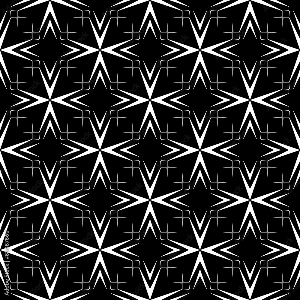 Abstract black and white seamless vector pattern with stars. Abstract black and white seamless vector pattern with stars.