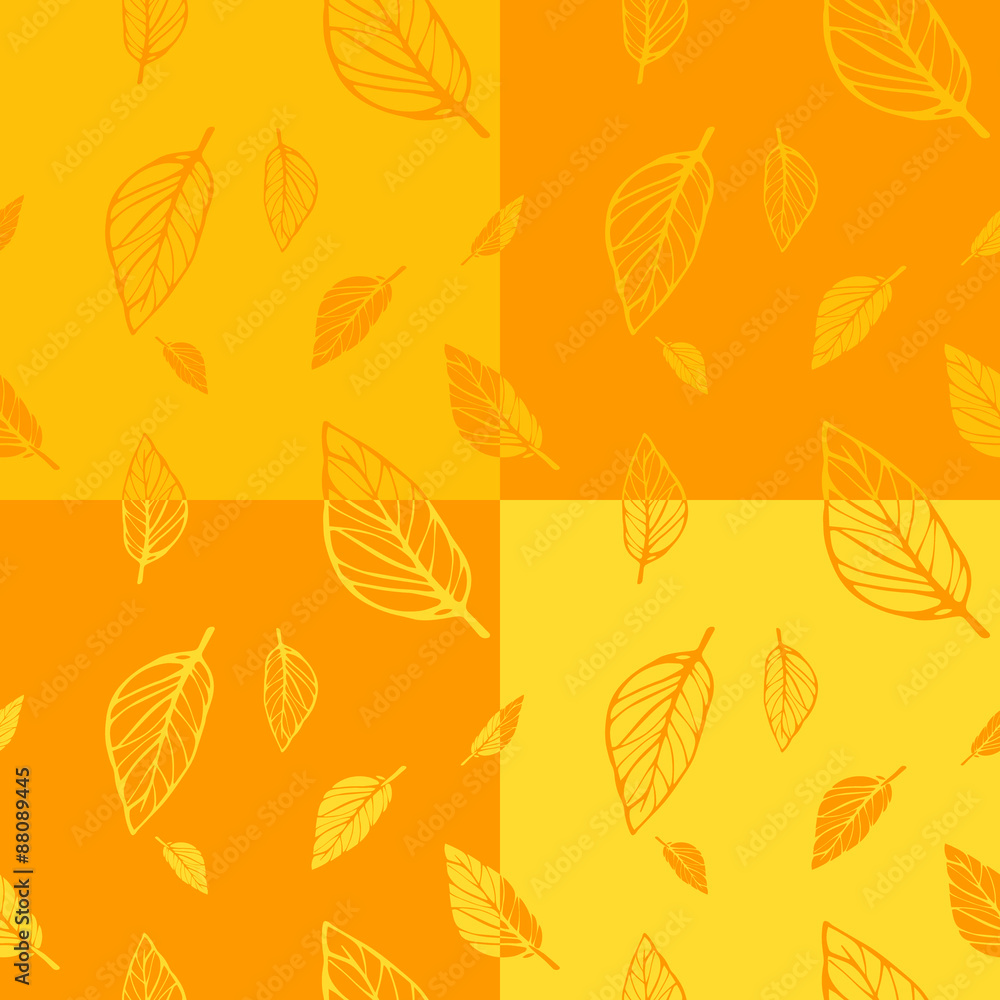 Set of 4 seamless pattern with leaf,autumn leaf background