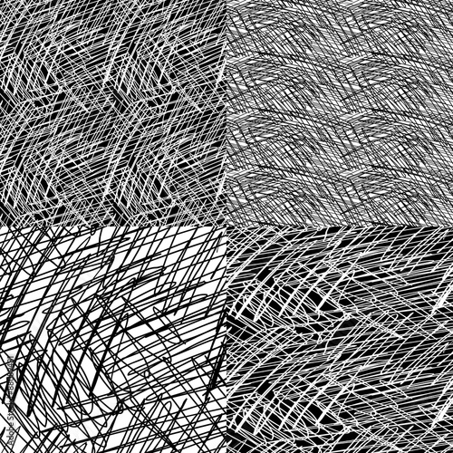 4 vector seamless ink hand drawn scribble texture