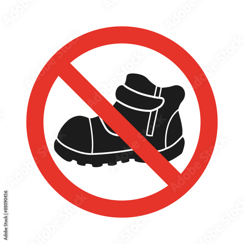 Do not walk in shoes sign icon. Red prohibition sign