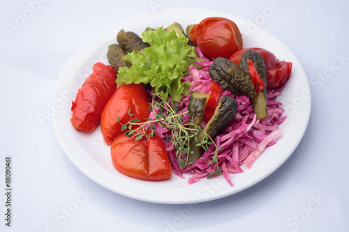 Diner platter of marinated vegetables