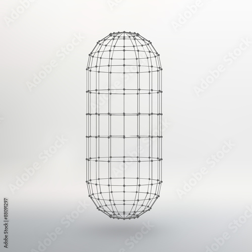 Wireframe mesh Polygonal capsule. The capsule of the lines