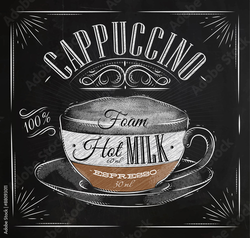 Slika na platnu Poster cappuccino chalk