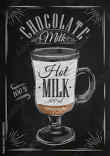 Картината върху платно Poster chocolate milk chalk