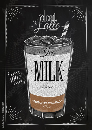 Poster iced latte chalk