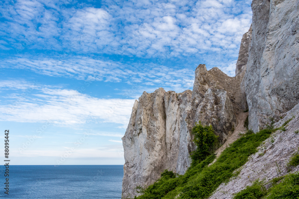 Danish coastline with the tourist attraction the white cliffs of