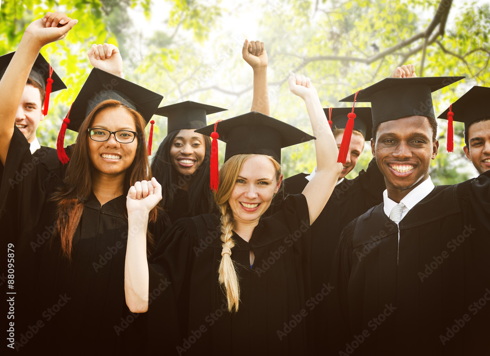 Diversity Students Graduation Success Celebration Concept