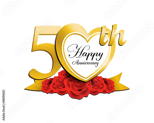 wedding anniversary logo heart 50